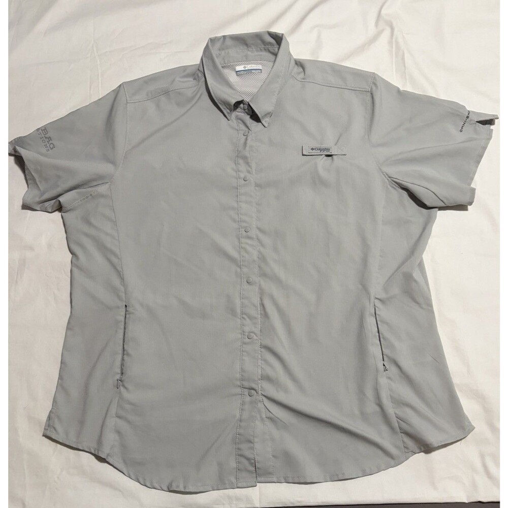 Columbia Shirt Women's Blue PFG Tamiami II Fishing UPF Omni Shade Snap Up XXL